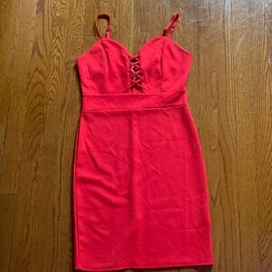 Red Strappy Bodycon Dress with Criss Cross Detail